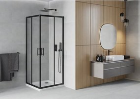 Mexen Rio kwadrante douchecabine 80 x 80 cm, transparant, zwart + Flat douchebak, wit - 860-080-080-70-00-4010B