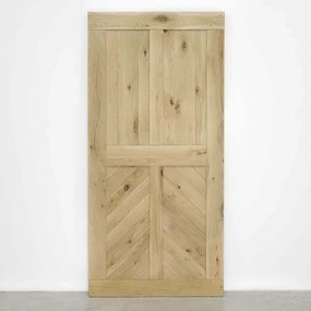 Houten Schuifdeur -  Eiken Chevron Onbehandeld - Zwart - Incl. Rails