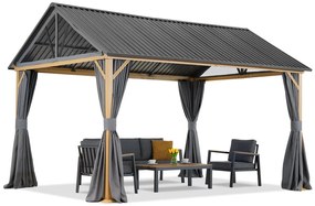 Teramo metalen tuinhuisje met 4x3 gordijnen Tuinpunt