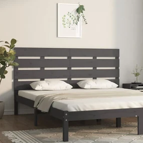 vidaXL Hoofdbord 200x3x80 cm massief grenenhout grijs