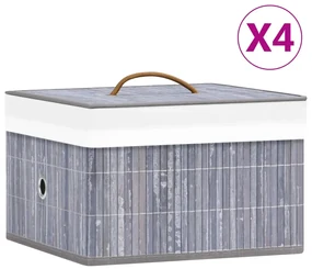 vidaXL Opbergboxen 4 st bamboe grijs