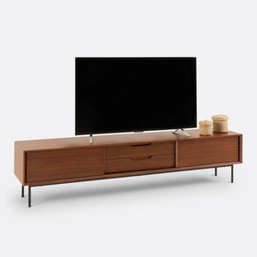 Tv-meubel, 2 deuren en 2 lades, notenhoutfineer, NOYETO