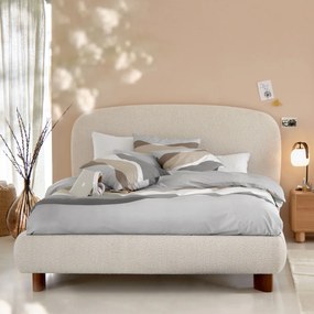 Bed in bouclettestof met lattenbodem, Mila