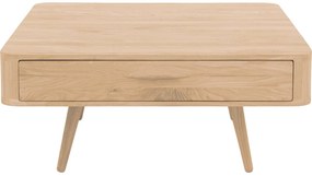 Goossens Salontafel Bjarte vierkant, hout eiken wit, stijlvol landelijk, 90 x 40 x 90 cm