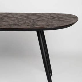 Ovale Eettafel Donker Teak Hout - 180 X 90cm.