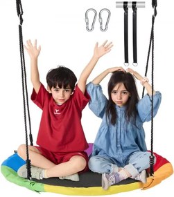 VEVOR Boomschommel, 40-inch schijfschommel, draagvermogen van 750 lbs, schommelzitje van 900D Oxford-stof met 2 boomhangriemen en verstelbare touwen met meerdere strengen, ronde schommelset voor kinderen buiten, veelkleurig