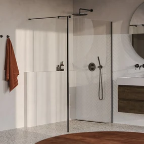 Brauer Oblivion inloopdouche helder glas 140cm met 40cm zijwand gunmetal geborsteld PVD