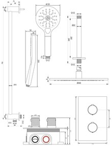 Brauer Copper Carving complete inbouw regendouche set 48 met 30cm douchekop, plafondarm, 3 standen handdouche en glijstang geborsteld koper PVD