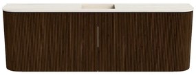 Mondiaz Joya DLux 125cm toiletmeubel ronding links/rechts walnut met wastafel faye midden 1 kraangat meli