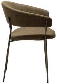 Dan-Form Reboot Eetkamerstoel Met Ronde Rug Boucle Dark Olive Groen