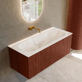 Mondiaz Kurve-dlux 110cm badmeubel ruby met 1 lade en wastafel big medium midden zonder kraangat frappe