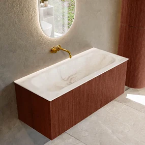 Mondiaz Kurve-dlux 110cm badmeubel ruby met 1 lade en wastafel big medium midden zonder kraangat frappe