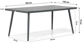 Tuinset 4 personen 180 cm Rope Grijs Lifestyle Garden Furniture Advance/Sophia