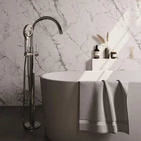 Brauer Chrome Edition Staande Badkraan - handdouche rond 3 standen - 2 gladde knoppen - PVD - chroom 5-CE-042-2