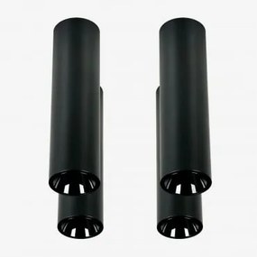 Pack Van 4 Ronde Led-opbouwplafondlampen Ø4 Cm In Aluminium Luisiana Warm Wit 2700k & Zwart & 3 W & 38º - Sklum