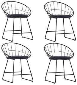 vidaXL Eetkamerstoelen met kunstleren zittingen 4 st staal zwart