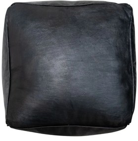 Poufs&Pillows Vierkante Poef Leder - Zwart