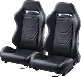 VEVOR Racing Seat Verstelbare Racing Cockpit met brede kantelhoek en zeer veerkrachtig schuim 2 stuks Racing Chair met zacht PVC-leer en Q235B-schuif, voor raceauto's en go-karts