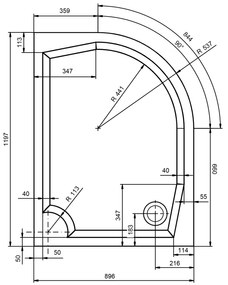 Gelco Riva kwartronde douchebak 120x90cm links wit