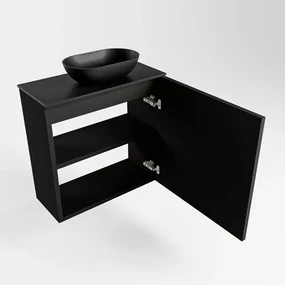 Mondiaz Fowy toiletmeubel 50cm urban met zwarte waskom rechts en kraangat