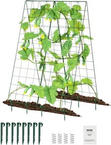 VEVOR Trellis voor klimplanten, 117x84 cm, opvouwbare trellisset met plantenklemmen, metalen klimhulp voor verhoogde bedden, ondersteuning voor de groei van buitenplanten voor tomaten, pompoenen en groenten