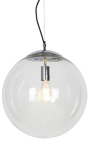 Scandinavische hanglamp chroom met helder glas - Ball 40 Design, Modern E27 Scandinavisch bol / globe / rond Binnenverlichting Lamp