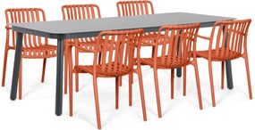 Tuinset 6 personen 220 cm Kunststof Oranje Domani Furniture Alba/Tavano