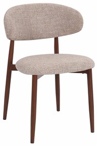 Eetkamerstoel Walnoot Met Beige Stof