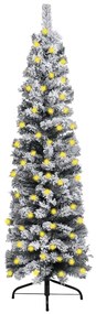 vidaXL Kerstboom met LED's en sneeuwvlokken smal 210 cm PVC groen