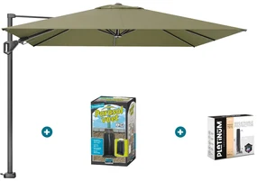 Platinum Challenger zweefparasol T2 - 3x3 m. - Lush green - met ingraafvoet en hoes