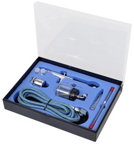 vidaXL Airbrush set met glazen beker 0,2 / 0,3 / 0,5 mm mondstukken
