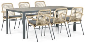 Tuinset 6 personen 200 cm Aluminium/Rope Taupe De Laan Projects
