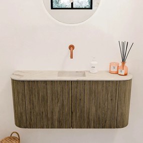 Mondiaz Joya DLux 95cm toiletmeubel ronding links/rechts dusk met wastafel faye midden zonder kraangat frappe