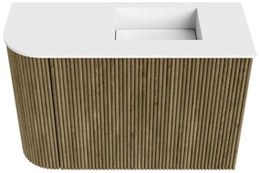 Mondiaz Joya 60cm toiletmeubel ronding links dusk met wastafel faye rechts zonder kraangat talc