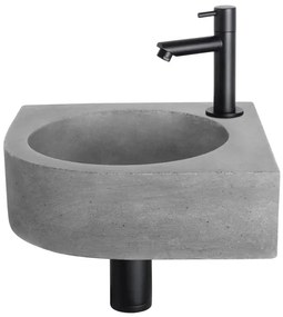 Differnz Cleo fonteinset - 31.5x31.5x10cm - Kwartrond - 1 kraangat - Recht matte zwarte kraan - Beton Grijs SW519660/SW529054/SW642464/SW796275