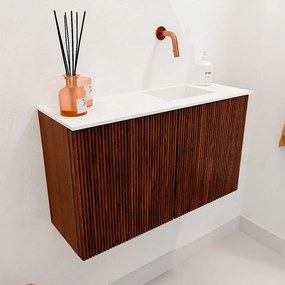 Mondiaz Joya 70cm toiletmeubel ruby met wastafel faye rechts zonder kraangat talc