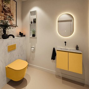 Mondiaz Ture DLux toiletmeubel 60cm ocher met wastafel opalo links zonder kraangat