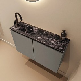 Mondiaz Ture DLux toiletmeubel 80cm smoke met wastafel lava links met kraangat