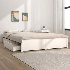 vidaXL Bedframe met lades wit 140x200 cm