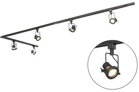 Modern railsysteem met 5 Spot / Opbouwspot / Plafondspots zwart 1-fase - Iconic Suplux Industriele / Industrie / Industrial, Modern GU10 Binnenverlichting Lamp