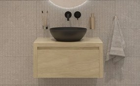 Gliss Design Ares badmeubel 80cm corn silk met zwarte waskom