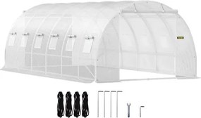 VEVOR Overspannen Dakkas, 6,1 x 3 x 2,1 m Foliekas, Gegalvaniseerd Stalen Frame en PE Dekzeil Kastunnel, Waterdicht UV-bestendig Tomatenkas, Inlooptunnelkas voor het Kweken van Groentenbloemen, Wit