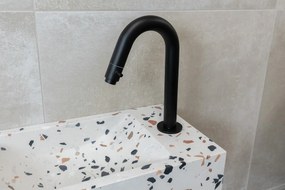 Saniclear Terrazzo fonteinset met gebogen kraan in mat zwart