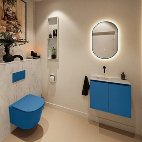 Mondiaz Ture DLux toiletmeubel 60cm jeans met wastafel opalo links zonder kraangat