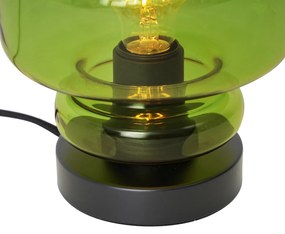 Retro tafellamp zwart met groen glas - Denise Retro E27 rond Binnenverlichting Lamp