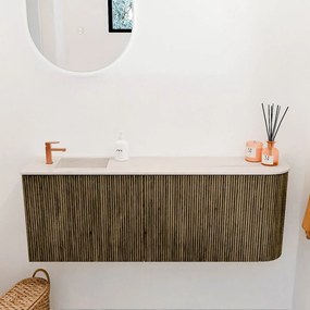 Mondiaz Joya DLux 110cm toiletmeubel ronding rechts dusk met wastafel faye links 1 kraangat meli