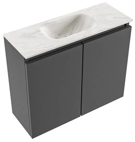 Mondiaz Ture DLux toiletmeubel 60cm dark grey met wastafel ostra midden met kraangat