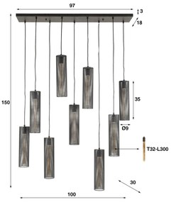 Trapse Eettafel Lamp Metaalgaas Zwart