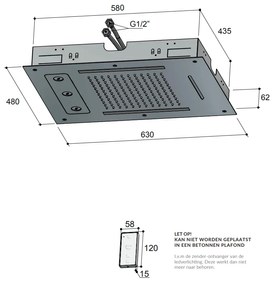 Hotbath Mate M190 inbouw hoofddouche met LED, waterval en twist 48x63cm chroom