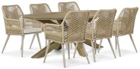 Tuinset 6 personen 240 cm Aluminium/wicker Taupe Coco Vedra/Boston